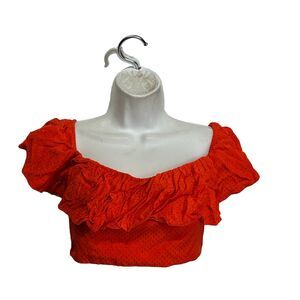 JAY GODFREY orange Ruffle Zip Crop Top Size 2
